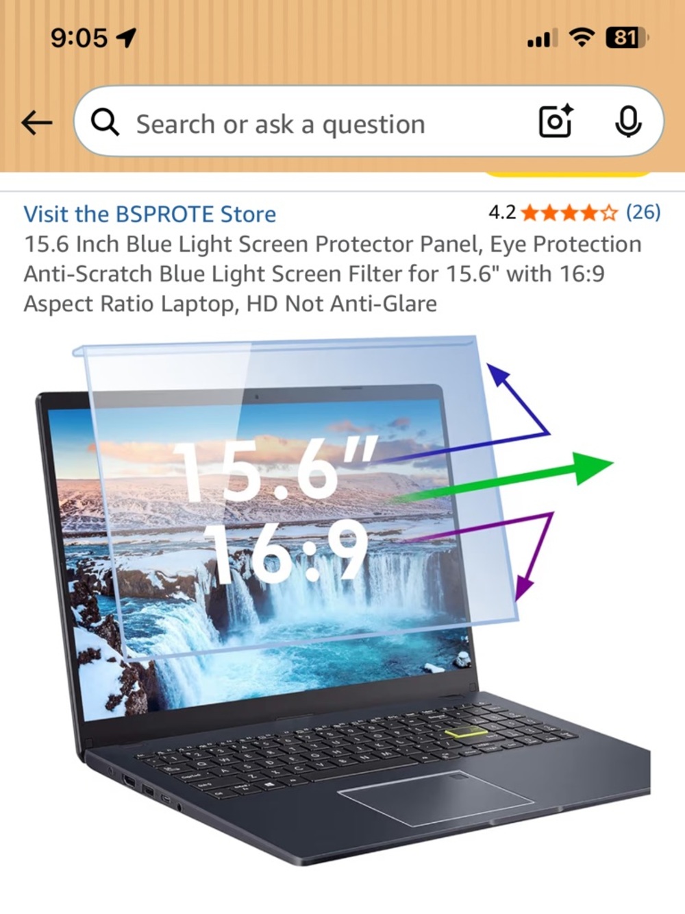 15.6" Laptop Screen Protector Film - Clear Anti-Glare Overlay